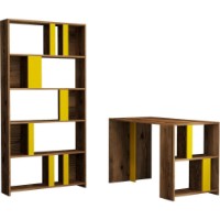 Masa de birou Trendy Lima Walnut/Yellow 120x60x75.4cm GTR001035 imaginea #2 — magazin online Desire.md