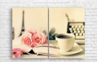 Pictură ArtDesign Roses book and coffee 101x70cm (R-10071)