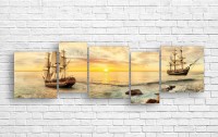 Pictură ArtDesign Ship at sunset 199x64cm (R-10055)