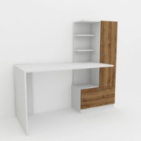 Masa de birou Trendy Merinos White/Walnut 149.5x120x61.8cm GTR006595 imaginea #3 — magazin online Desire.md
