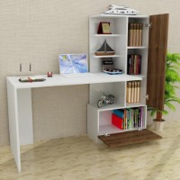 Masa de birou Trendy Merinos White/Walnut 149.5x120x61.8cm GTR006595 imaginea #4 — magazin online Desire.md
