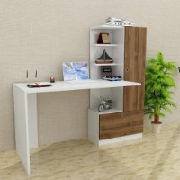 Masa de birou Trendy Merinos White/Walnut 149.5x120x61.8cm GTR006595