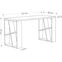 Masa de birou Trendy Miere White/Oak 140x75x60cm GTR000988 imaginea #3 — magazin online Desire.md