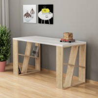 Masa de birou Trendy Miere White/Oak 140x75x60cm GTR000988
