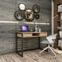 Masa de birou Trendy Ogene Pine Atlantic/Black 115x77x55cm GTR001062 imaginea #4 — magazin online Desire.md