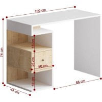 Masa de birou Trendy Tempus Dec0140 White/Oak 100x74x45cm GTR005693 imaginea #3 — magazin online Desire.md