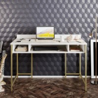 Masa de birou Trendy Tumata Gold/White 120x75x60cm GTR005753 imaginea #5 — magazin online Desire.md