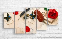 Pictură ArtDesign Vintage letters and rose 160x79cm (R-10051)