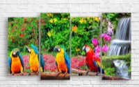 Pictură ArtDesign Waterfall and parrots 149x80cm (F-10204)