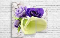 Pictură ArtDesign White calla and blue eustoma 110x110cm (C-10237)