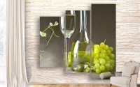Pictură ArtDesign White sparkling wine and grapes 110x110cm (E-10208)