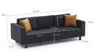 Canapea Trendy Kale Velvet Anthracit 222x91x83cm GTR003277 imaginea #5 — magazin online Desire.md
