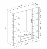 Шкаф Trendy Kale 6651 Anthracit/Black 180x190x52cm GTR004637 фото №3 — интернет-магазин Desire.md