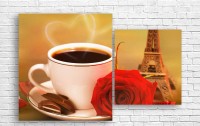 Картина ArtDesign Кофе на фоне Парижа 121x80cm (E-10238)