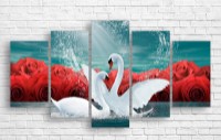 Pictură ArtDesign Swans and roses 150x80cm (F-10210)