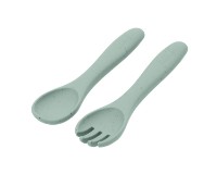 Set furculita si lingurita Kikka Boo Platinum Silicone Sage (31302050014) imaginea #2 — magazin online Desire.md