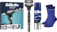 Set cadou Gillette Mach3 Charcoal + 2 cassete + Gel 200ml + Socks