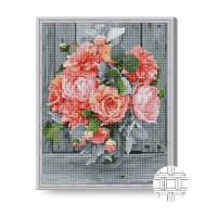 Алмазная картина по номерам Art Gallery Premium A bouquet against a background of planks 40x50cm (QB206083)