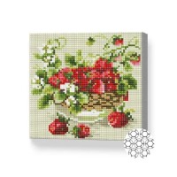 Pictura cu diamante după numere Art Gallery Premium Basket with strawberries 20x20cm (BJ887)