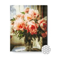 Pictura cu diamante după numere Art Gallery Premium Bouquet of peonies 40x50cm (GA87140)
