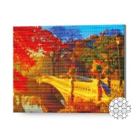 Pictura cu diamante după numere Art Gallery Premium Bridge in the autumn forest 40x50cm (GA77807)