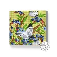 Алмазная картина по номерам Art Gallery Premium Butterflies on blue flowers 20x20cm (BJ1028)