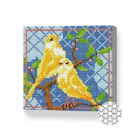 Алмазная картина по номерам Art Gallery Premium Canaries on a branch 20x20cm (BJ771)