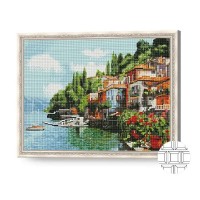 Pictura cu diamante după numere Art Gallery Premium Coastal Town 40x50cm (QB201811)