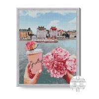 Pictura cu diamante după numere Art Gallery Premium Coffee And Flowers By The River 40x50cm (QB205956)