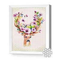 Pictura cu diamante după numere Art Gallery Premium Deer And Flowers 20x30cm (JS20830)