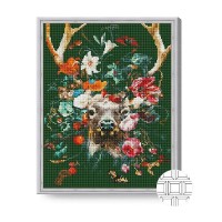 Pictura cu diamante după numere Art Gallery Premium Deer In Flowers 40x50cm (QB205568)