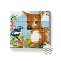 Алмазная картина по номерам Art Gallery Premium Fawn and titmouse 20x20cm (BJ485)