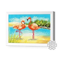 Pictura cu diamante după numere Art Gallery Premium Flamingo 20x30cm (JS25457)
