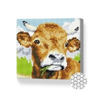Алмазная картина по номерам Art Gallery Premium Little cow in the mountains 20x20cm (BJ465)