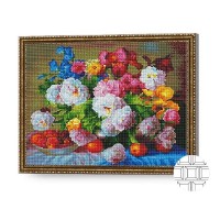 Pictura cu diamante după numere Art Gallery Premium Luxurious Bouquet Of Peonies And Irises 40x50cm (QB202087)