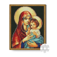 Pictura cu diamante după numere Art Gallery Premium Madonna With Jesus 40x50cm (QB204836)