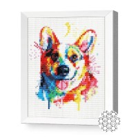 Pictura cu diamante după numere Art Gallery Premium Multicolored Corgi 20x30cm (JS24613)