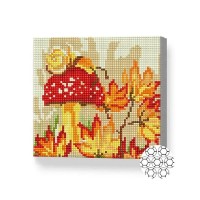 Pictura cu diamante după numere Art Gallery Premium Mushroom and yellow leaves 20x20cm (BJ796)