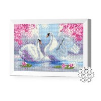 Pictura cu diamante după numere Art Gallery Premium Pair Of Swans 20x30cm (JS20222)