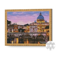 Pictura cu diamante după numere Art Gallery Premium Purple Twilight In The City 40x50cm (QB204723)