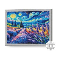 Pictura cu diamante după numere Art Gallery Premium Starry Night And Lavender Field 40x50cm (QB206606)
