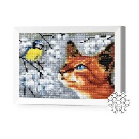 Pictura cu diamante după numere Art Gallery Premium Titmouse And Cat 20x30cm (JS29610)