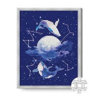 Pictura cu diamante după numere Art Gallery Premium Whale And Killer Whale 40x50cm (QB206598)