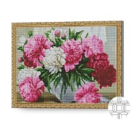 Pictura cu diamante după numere Art Gallery Premium White And Pink Peonies 40x50cm (QB204057)