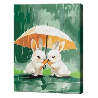 Tablou pe numere Art Gallery Econom Doi iepurași sub umbrelă 30x40cm (KBS0194)