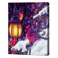 Tablou pe numere Art Gallery Econom Cardinal pe un brad înzăpezit 30x40cm (EX8537)