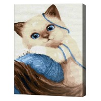 Tablou pe numere Art Gallery Econom Motănaș cu un ghem 30x40cm (EX6676)