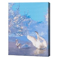 Tablou pe numere Art Gallery Econom Lebede pe un lac de iarnă 30x40cm (EX7481)