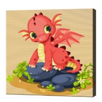 Картина по номерам Динозаврик на камне Art Gallery Premium 20x20cm (BX2871)