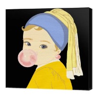 Картина по номерам Art Gallery Premium Девочка с жемчужной сережкой и жвачкой 20x20cm (BX2383)